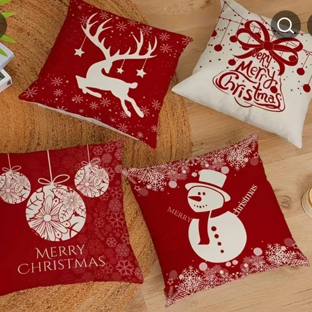 4pcs Christmas Pillowcases,17.7x17.7 Inch, Set Of 4, Pillow Inserts Not Included - Picture 3 of 8
